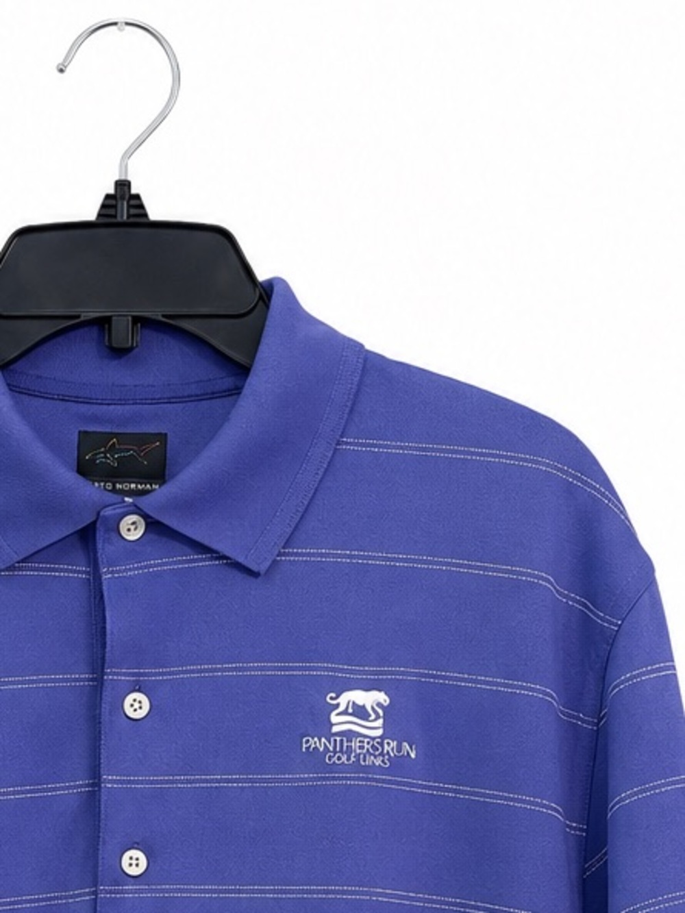 Greg Norman Play Dry Golf Polo Mens Large Panthers Run Golf Links Purple - Picture 2 of 4